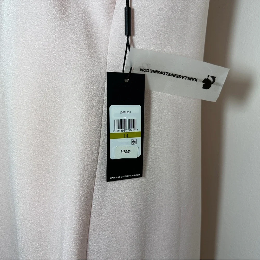 Karl Lagerfeld lace top ruffle hem dress light pink - Picture 6 of 9